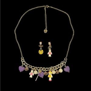 Charming Gold and Purple Necklace & Earrings Set by Betsey Johnson